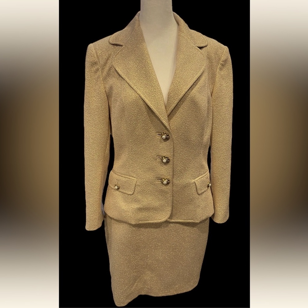 Vintage Dolce & Gabbana Gold Metallic Skirt Suit IT 46 Y2K ⭐